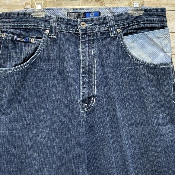 Southpole Jeans 38 (36") Blue Vintage Wide Leg Baggy Plaid Pockets Y2K Skater - Picture 3 of 15